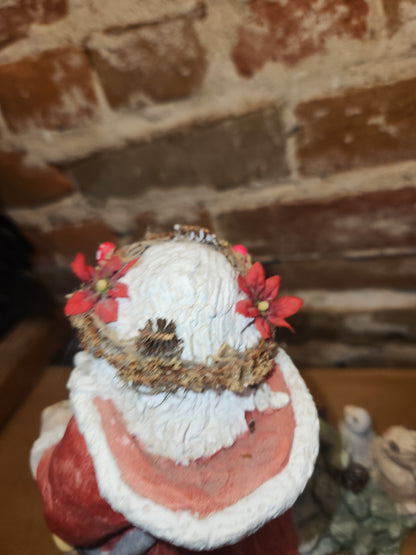 Vintage Dreamsicles 1993 Woodland Father Christmas Pulling Tree With Bird & Rabbit 8.5” Kristin Haynes Cast Art Industries NO BOX di11