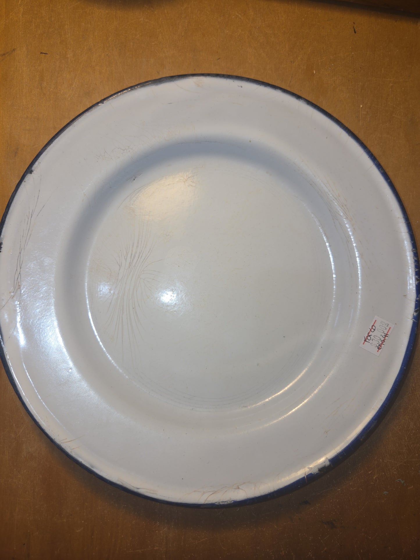 Vintage Set of 6 White Blue Enamel Plates AS IS ena91