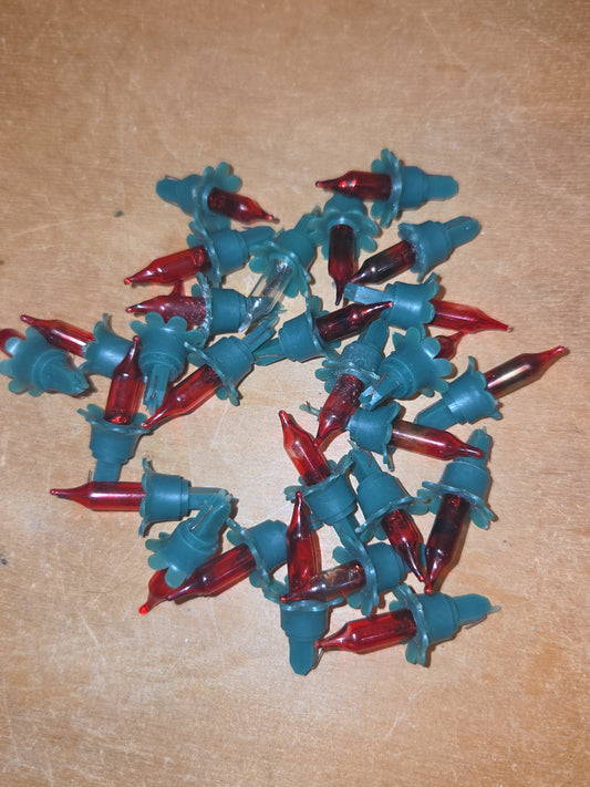 Vintage Green Plastic 8 Point Flower Shaped for Christmas Tree Light String set of 25 AS IS