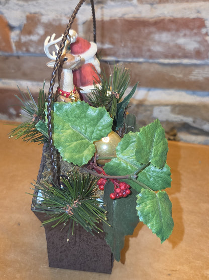 Assemblage with Vintage Reindeer and Santa in Star Hanger AS IS as7