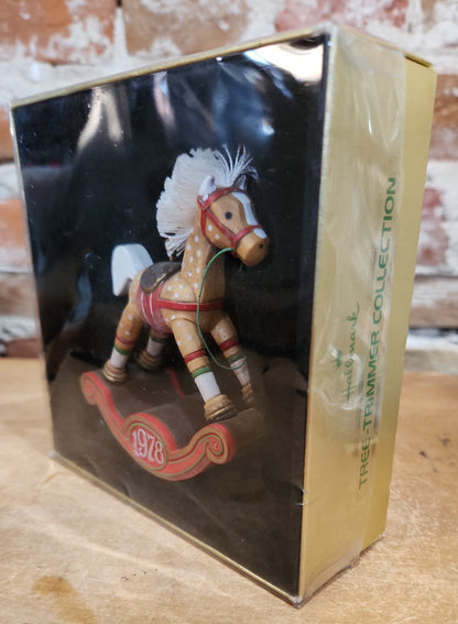 Vintage Hallmark Tree-Trimmer Ornament Rocking Horse 1977 Has Box