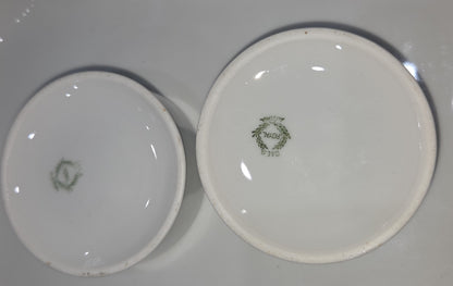 Vintage O. & E.G. Royal Austria White Porcelain Vanity Tray Hair Reciever Powder Jar vt7