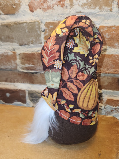 8" Gnome Fall Print on Hat Brown Body gn14