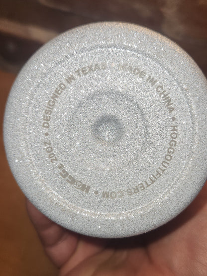 Custom Order 20 oz Skinny Tumbler White Metalic Glitter