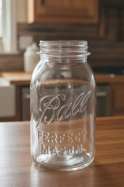 Vintage Quart Jar Ball Perfect Mason Clear Glass Ball Zinc Lid jar05