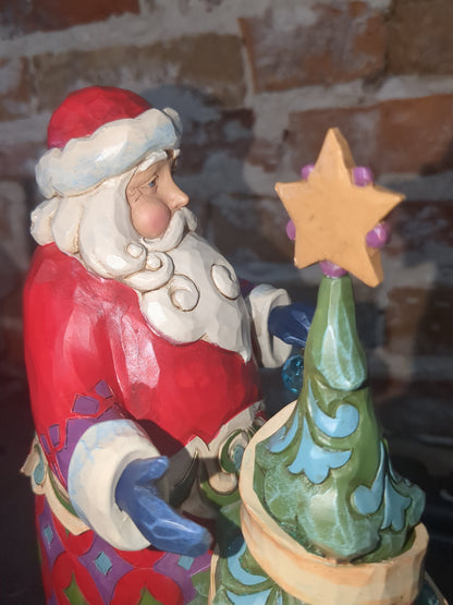 Jim Shore Heartwood Creek 15th Anniversary Santa With Tree Figurine 4059000r