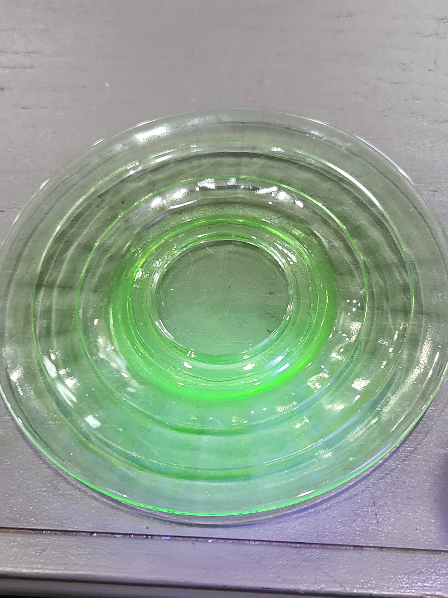 Vintage Uranium Depression Glass Tea Saucer Set of 1 AS IS ug08