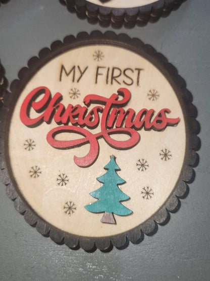 Baby's First Year Holiday Milestone Photo Prop Set of 10 Wooden