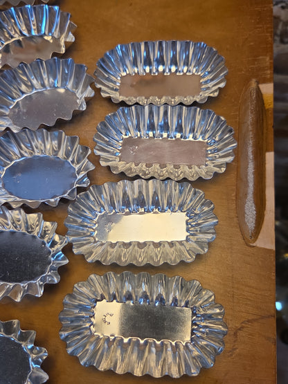 Vintage Miniature Swedish Fluted Tins Pan Chocolates Mold and Clay Molding Tool Set of 16 al99