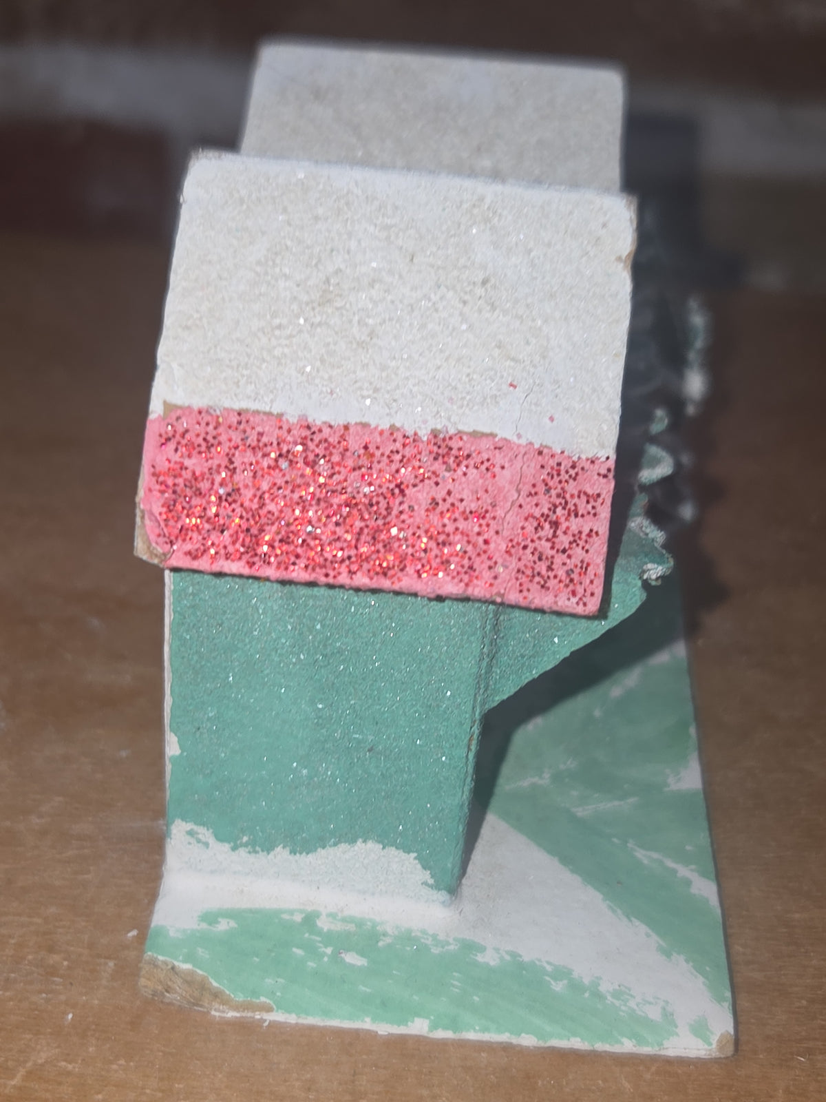 Vintage Putz Mint Green Multiple Roofline House with Tree Made in Japan Read Description ptz5