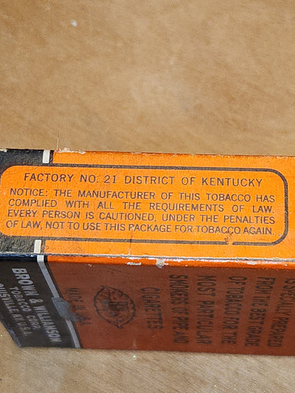Vintage SIR Walter Raleigh Tobacco Packet Box Pack Pipe and Cigarettes Brown & Williamson Kentucky cig1