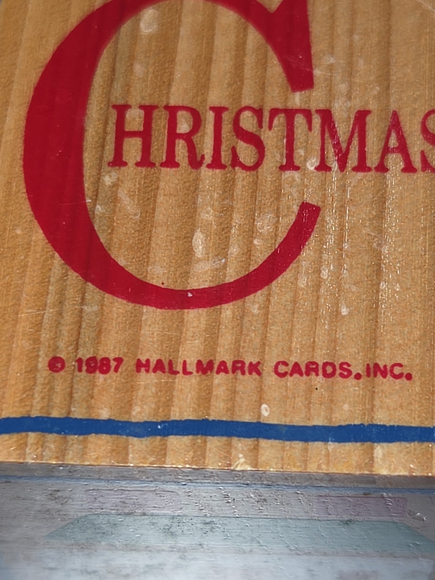 Vintage Hallmark Cards Christmas Ornament Wood Block 1987