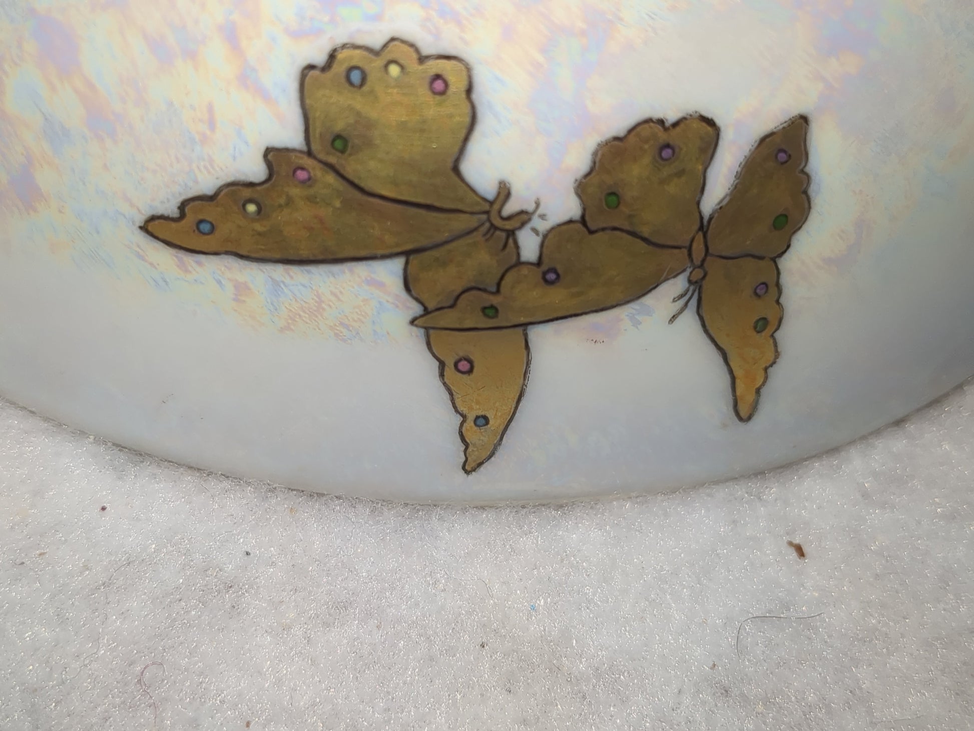 Antique Royal Rudolstadt Prussia iridescent gold trimmed gold butterfly gold footed bowl bwl54