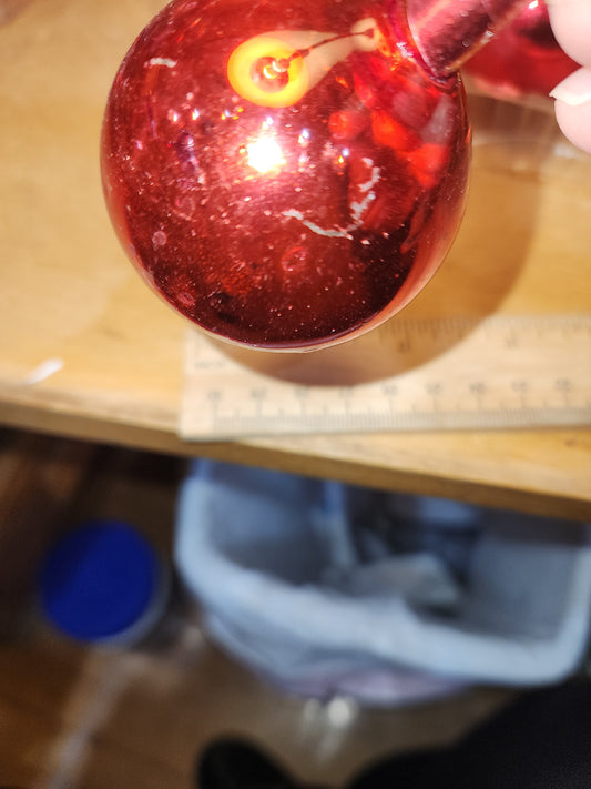 Vintage Mercury Glass Ball Ornament on Picks or Stems Red and Gold Nearly 2" Set of 7 mg5