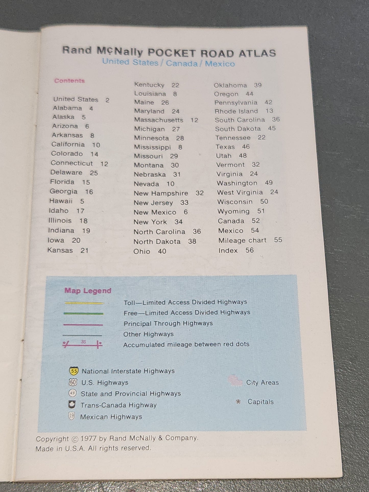 Vintage Rand McNally Pocket Road Atlas United States Canada Mexico 1977 Farm Bureau Insurance William Moomey vb45