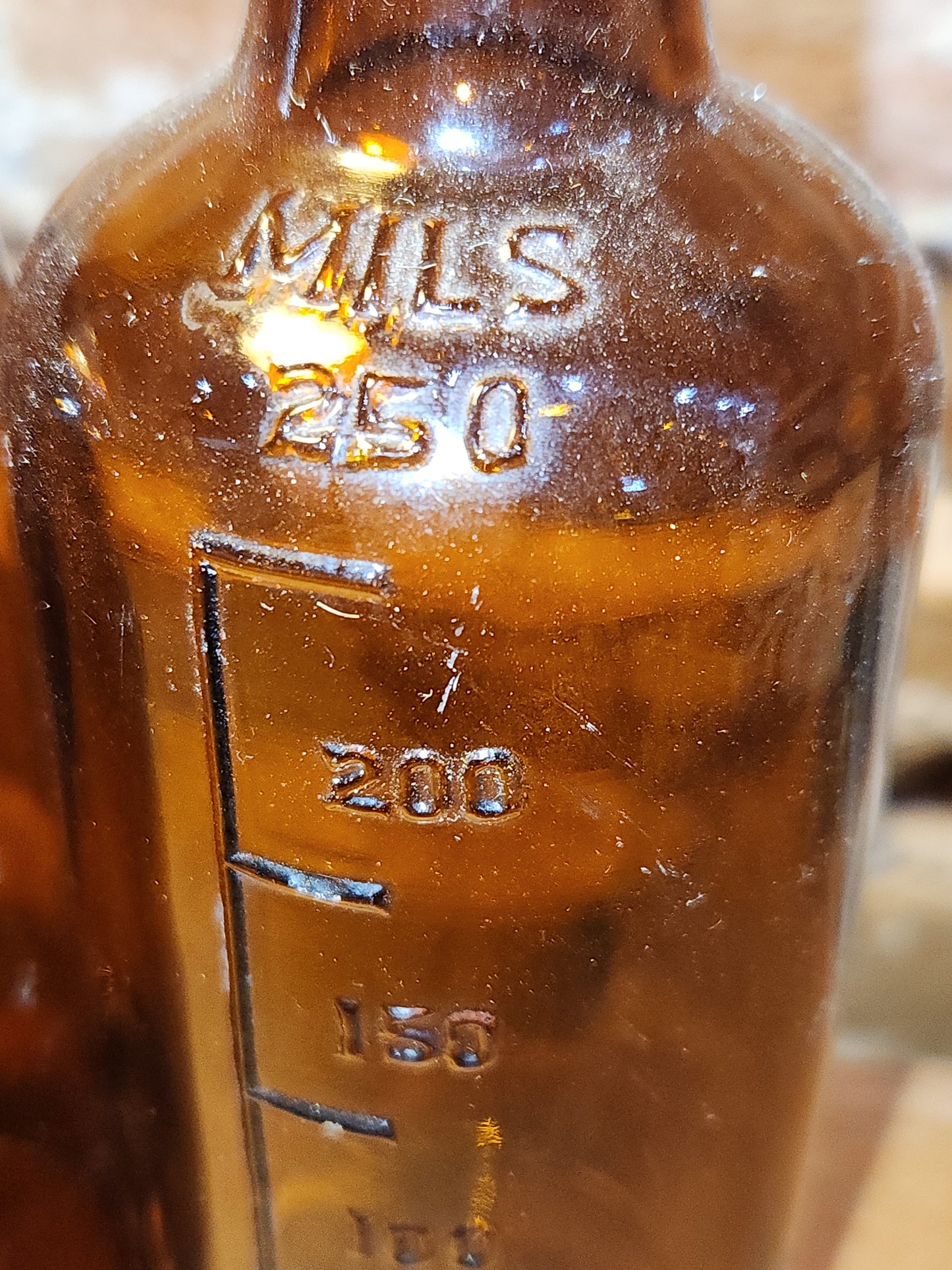 Vintage Medicine Bottles Amber Glass Set of 2 No lids vmb49