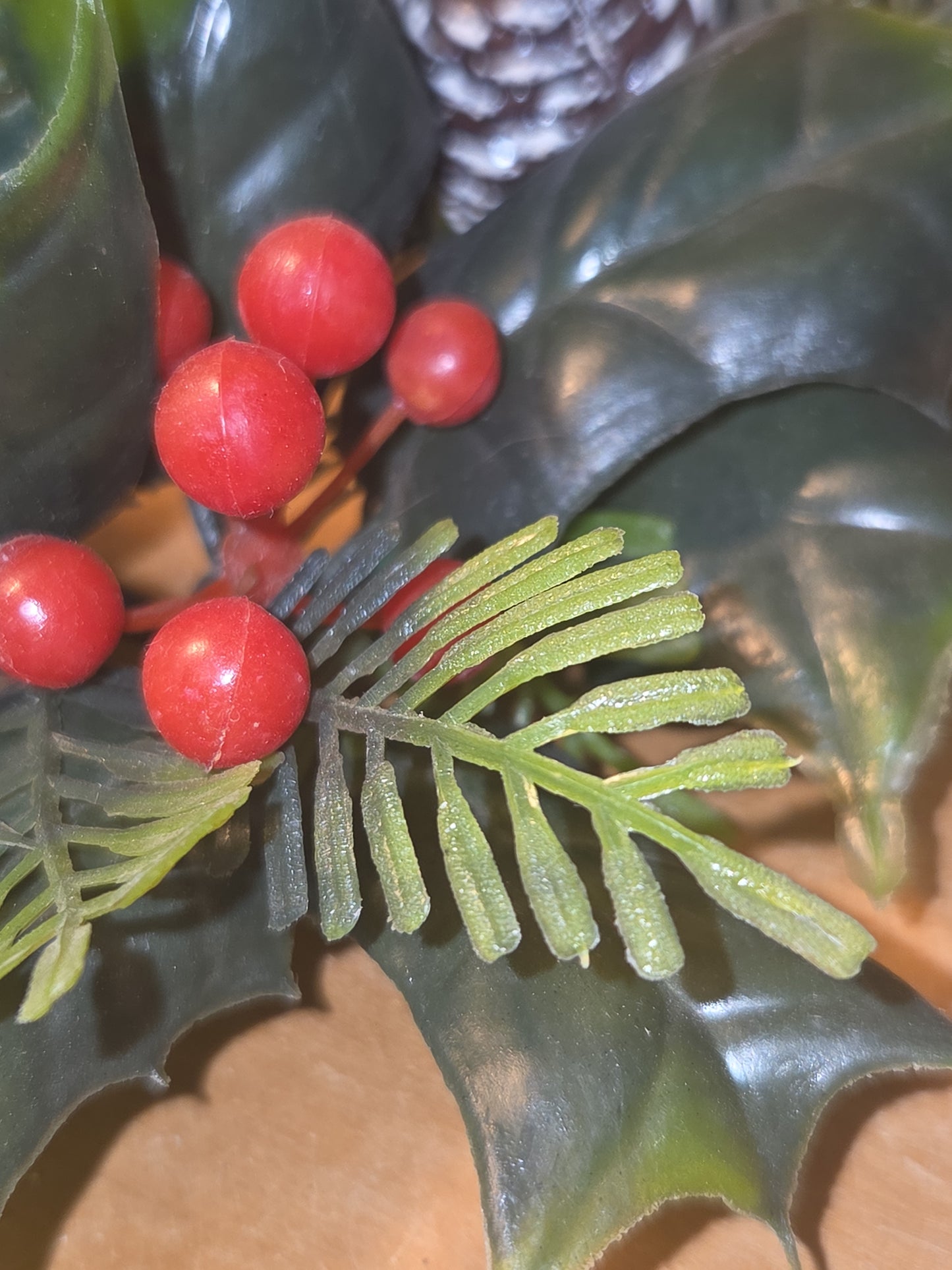 Vintage Christmas Candle Ring Centerpiece Plastic Greenery Holly Berries (Copy)