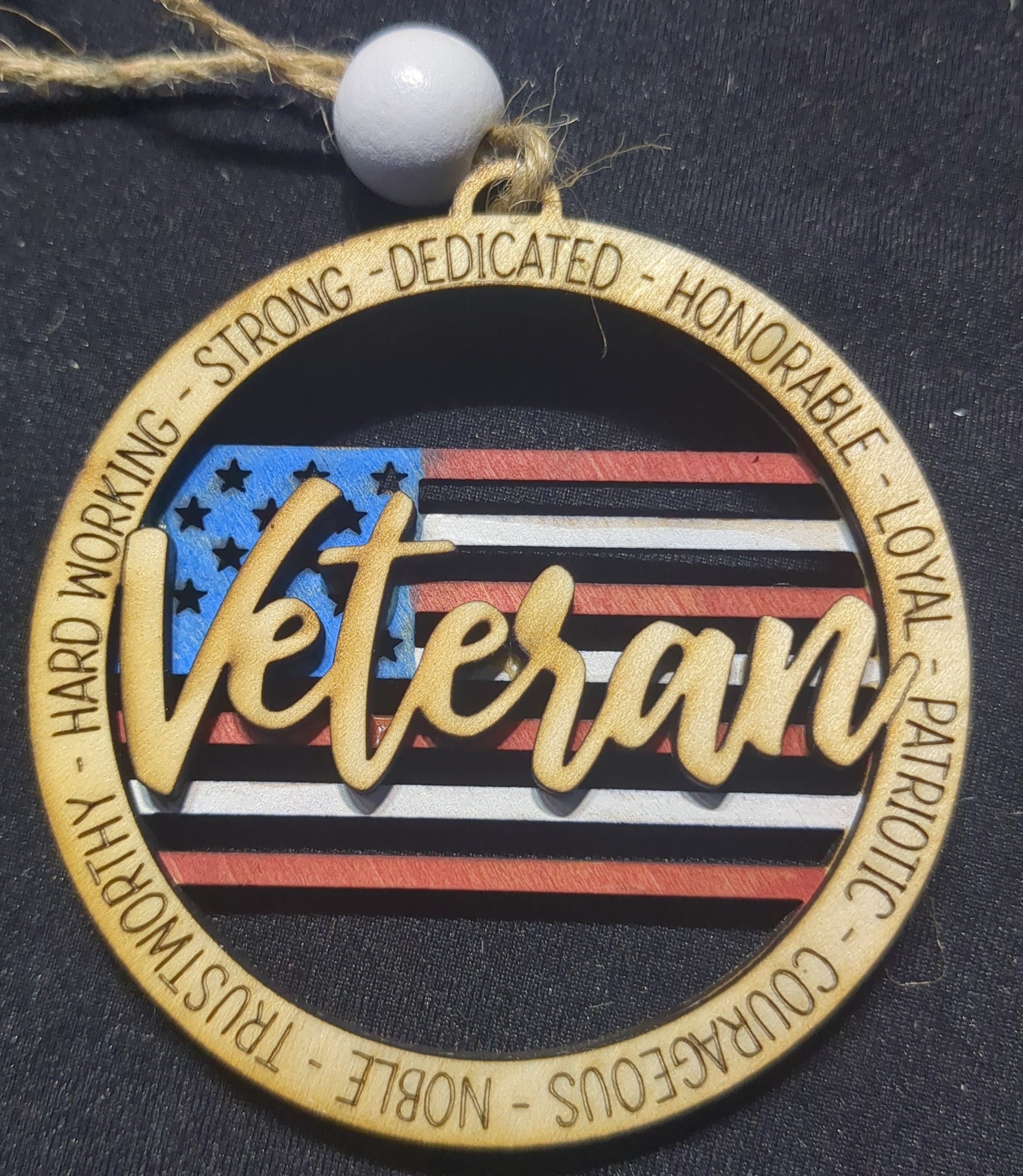 Wooden Veteran Car Charm Rear-view Mirror Ornament Flag Patriotic wo5