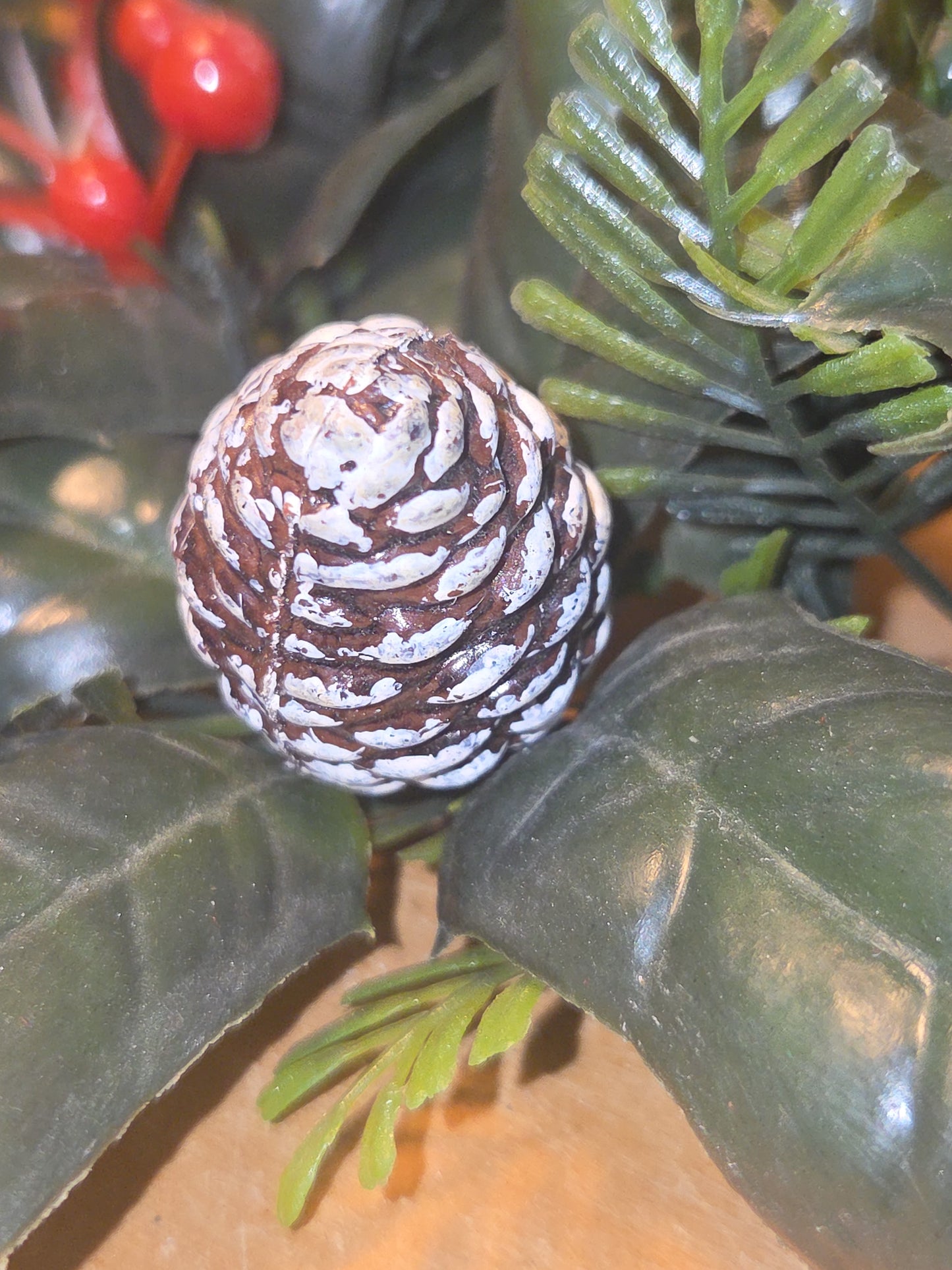 Vintage Christmas Candle Ring Centerpiece Plastic Greenery Holly Berries (Copy)