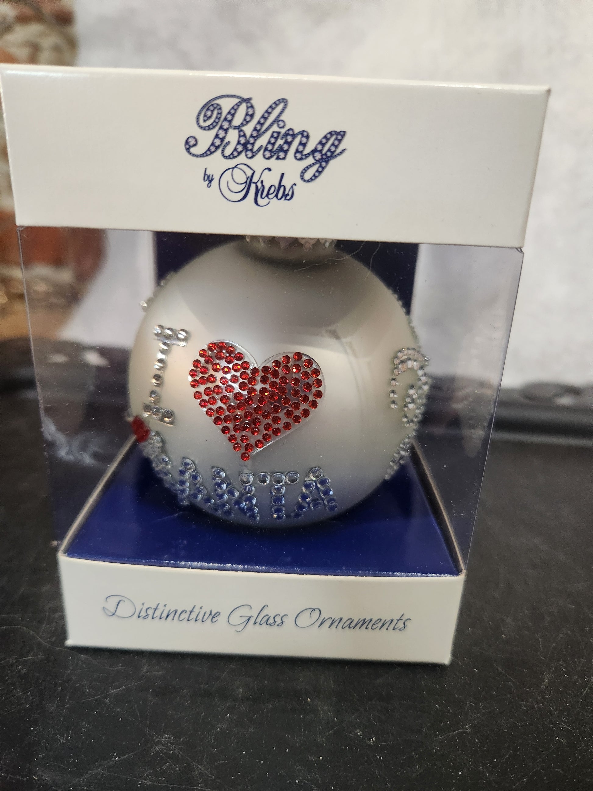 I love Santa Bling by Krebs glass Chrristmas ornament