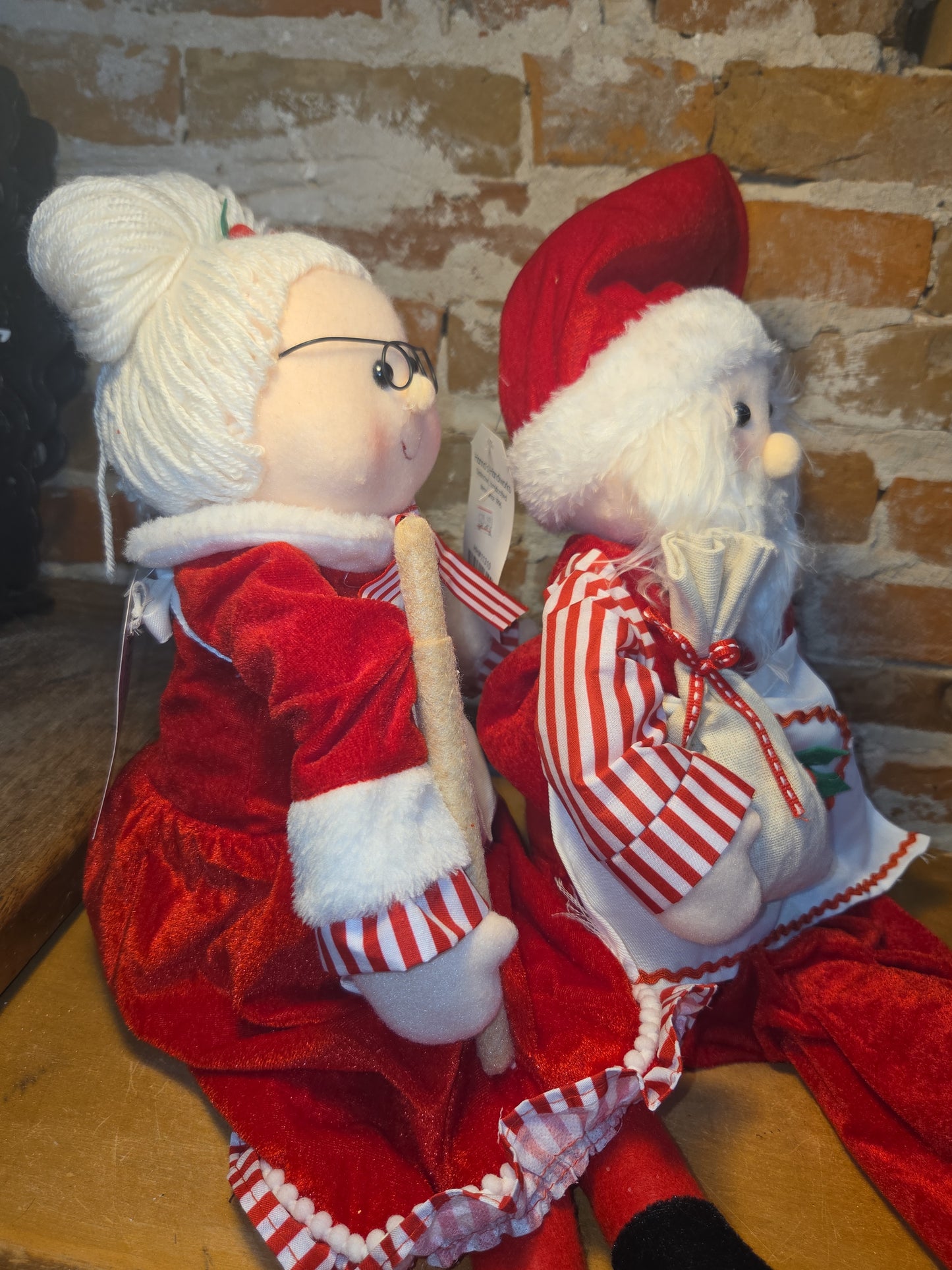Santa and Mrs. Claus Plush Weighted Bottom Weighted Baking Rolling Pin Flour Hannah's Handiworks hh3