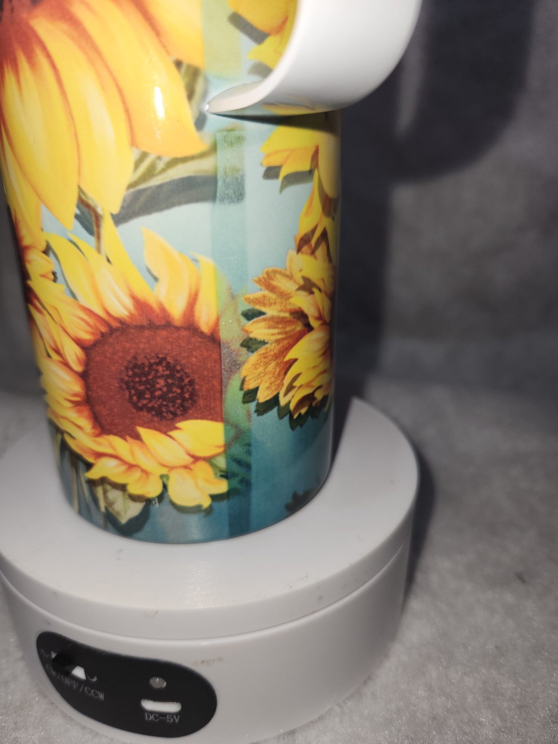 20 oz stainless steel, insulated, tumbler with handle Sunflower & Butterflies th66