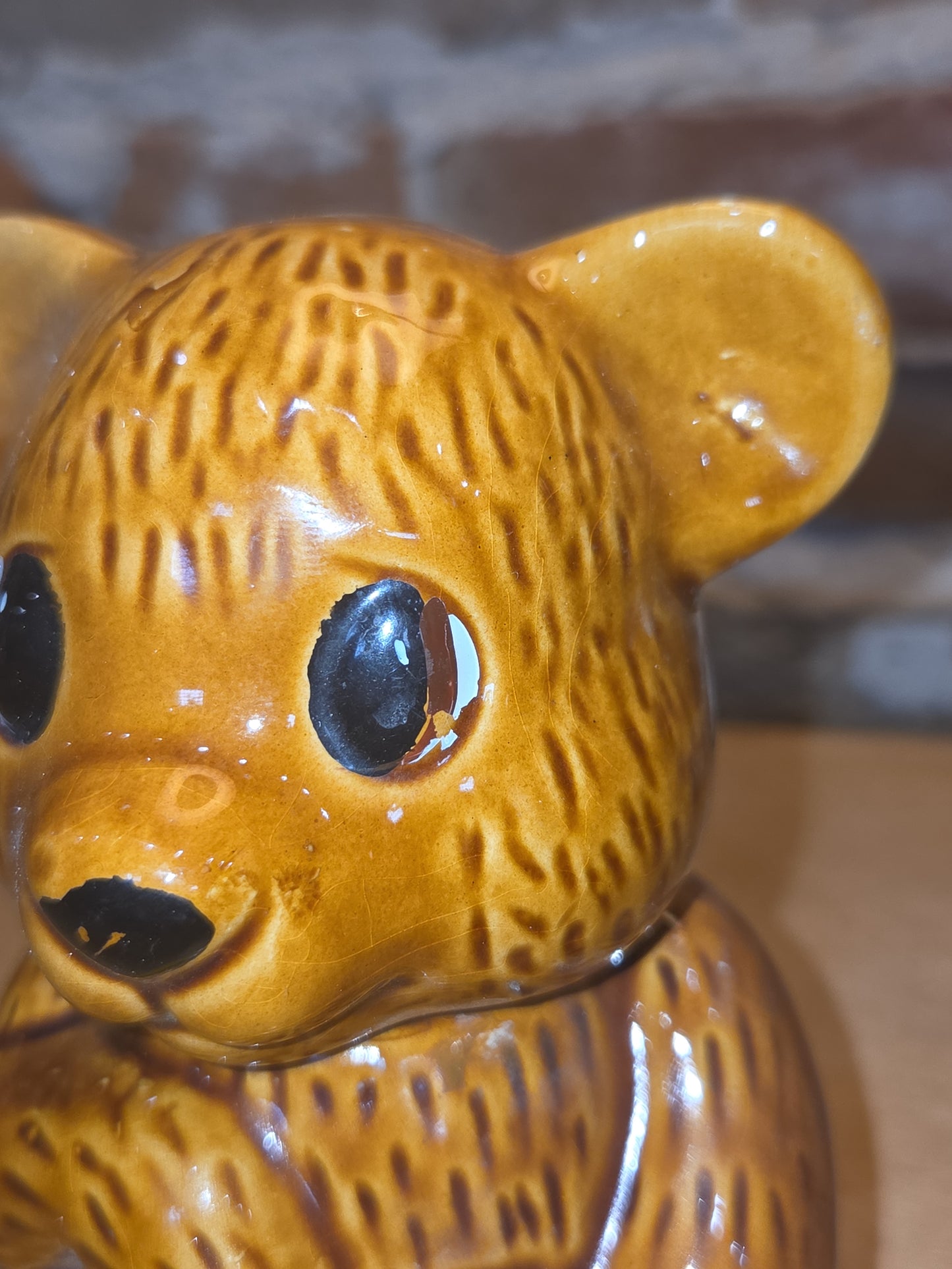 Vintage Ceramic Teddy Bear Honey Pot AS IS hp3