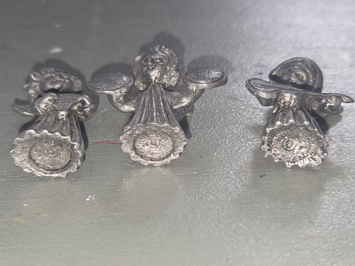 Vintage Vernon Pewter Miniature Angel Figurines Set of Three 1.5" pa4