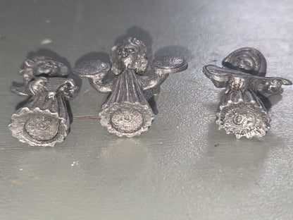 Vintage Vernon Pewter Miniature Angel Figurines Set of Three 1.5" pa4