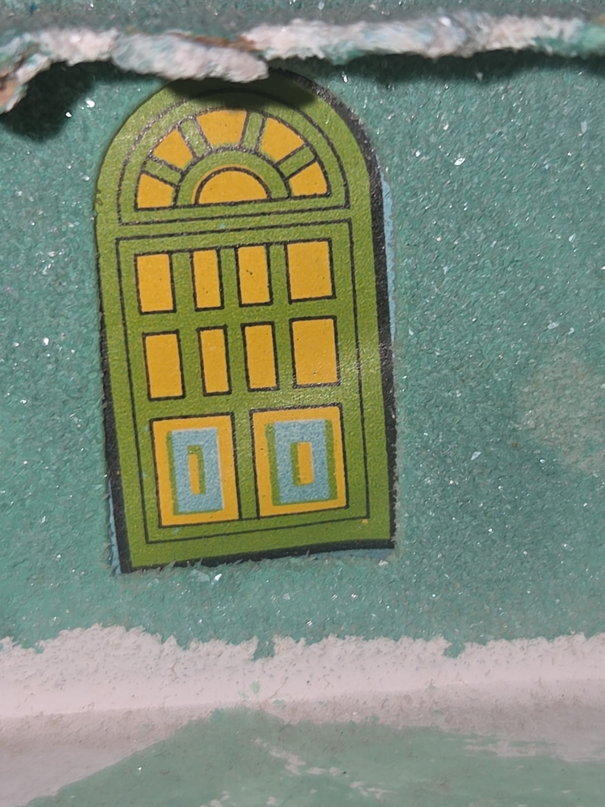 Vintage Putz Mint Green Multiple Roofline House with Tree Made in Japan Read Description ptz5