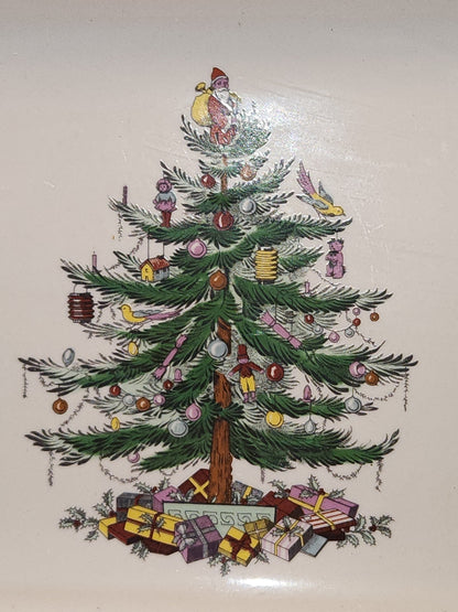 Spode 12" Dessert Tray Mince Pie Plate Christmas Tree Pattern 2008 Made in China sp01