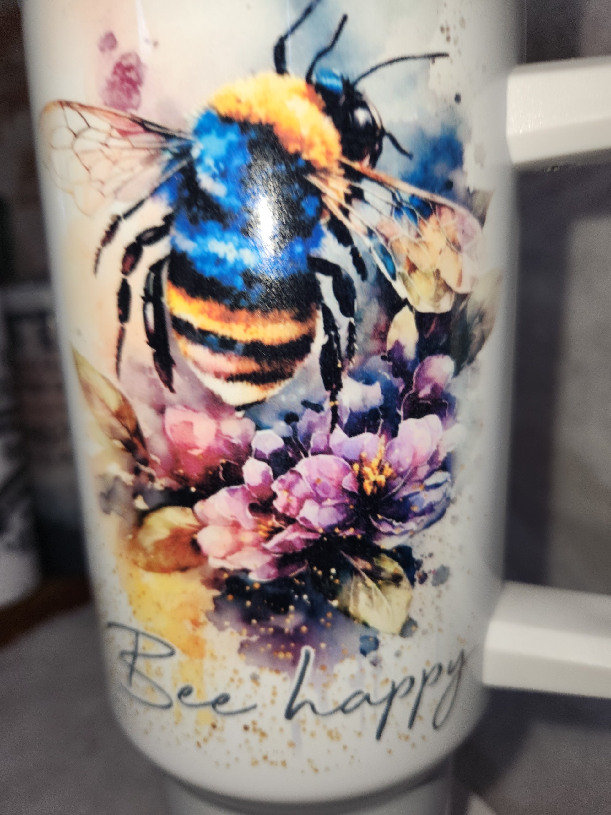 40 Oz Insulated Stainless Steel Travel Tumbler watercolor bee happy, bee kind, bee sweet tb3