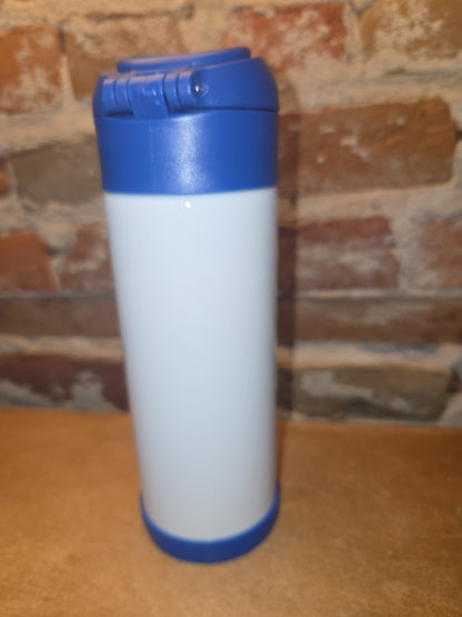 Custom Order Kid's 12 oz Tumbler Sippy Cup with Blue Flip Top Lid