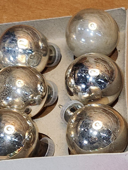 Vintage Mercury Glass Feather Tree Ornaments 24 Pieces Plastic Tops