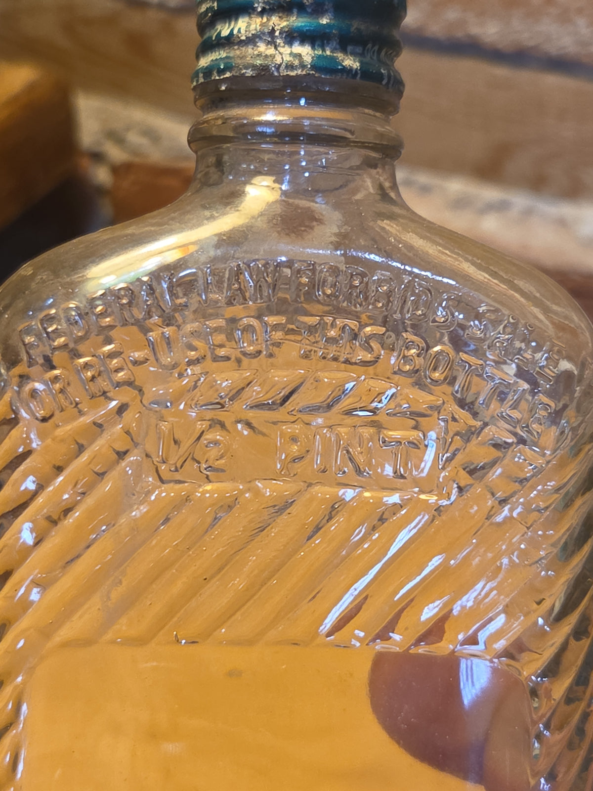 Vintage Liquor Bottle Glenmore Bourbon Clear Glass vlb2