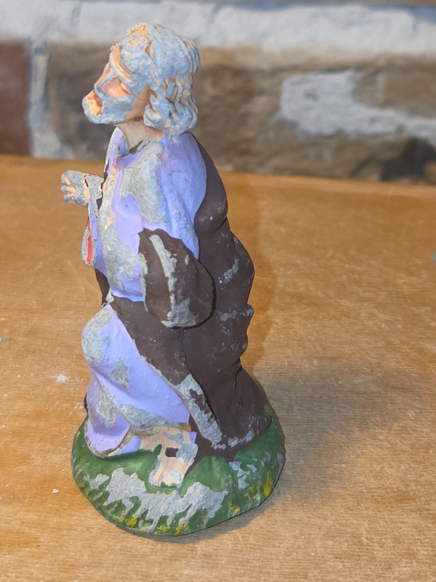 Vintage Holy Family Nativity Chalkware Paper Mache Italy 3 pieces AS IS