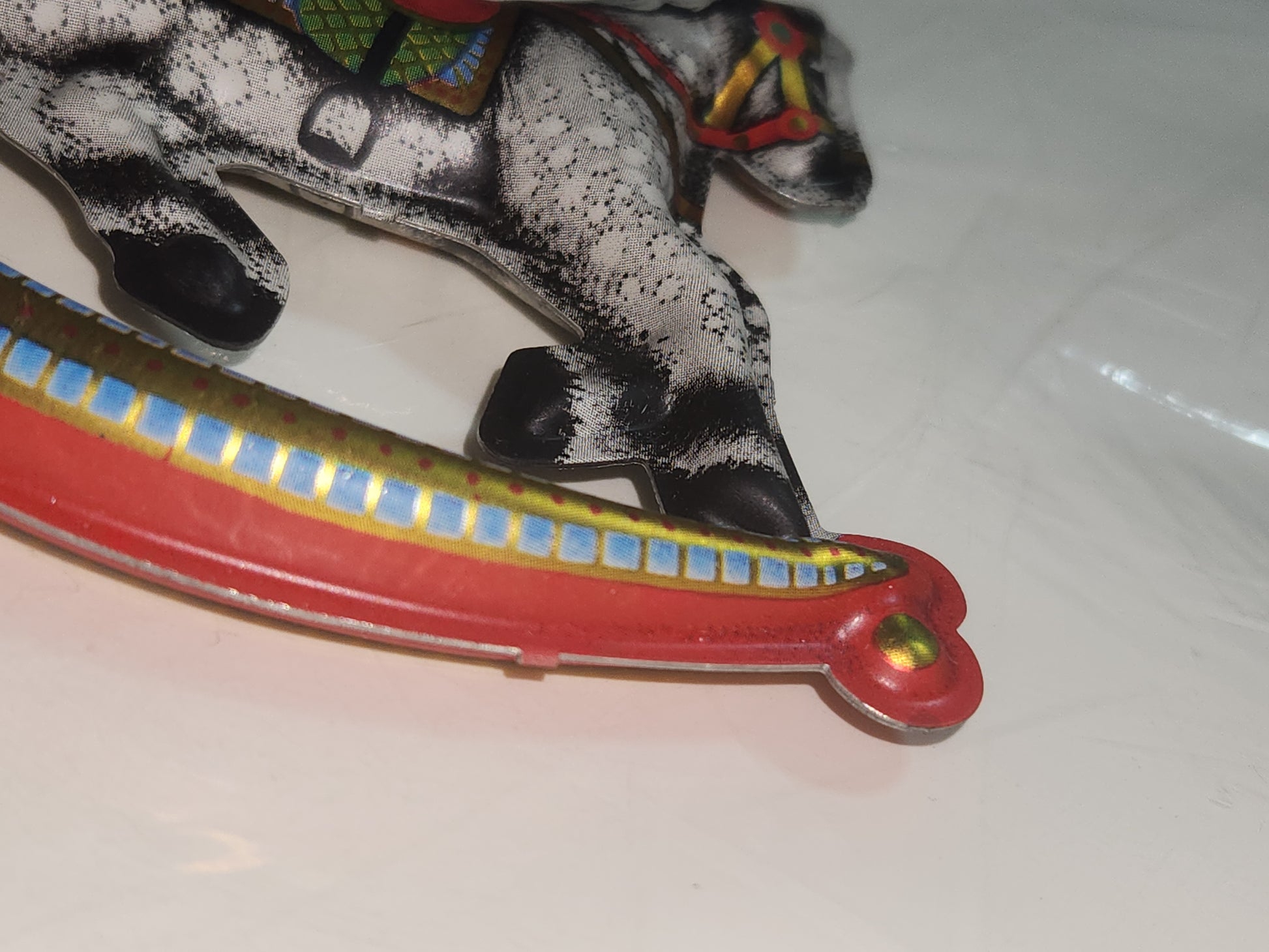Vintage Hallmark Keepsake Ornament Pressed Tin Rocking Horse 1983