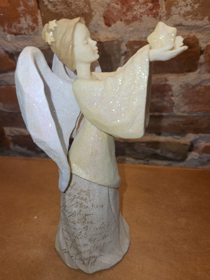 Vintage Enesco Foundations Angel Figurine with star Karen Hahn Eskimo Legends #109287 Memorial an89