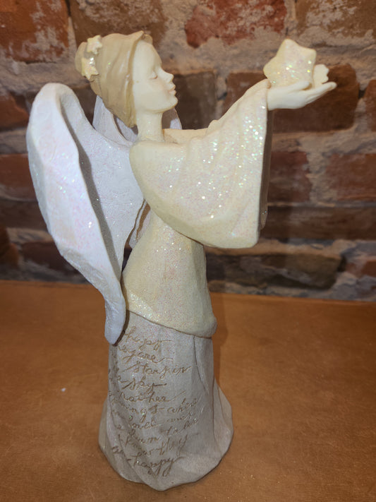 Vintage Enesco Foundations Angel Figurine with star Karen Hahn Eskimo Legends #109287 Memorial an89