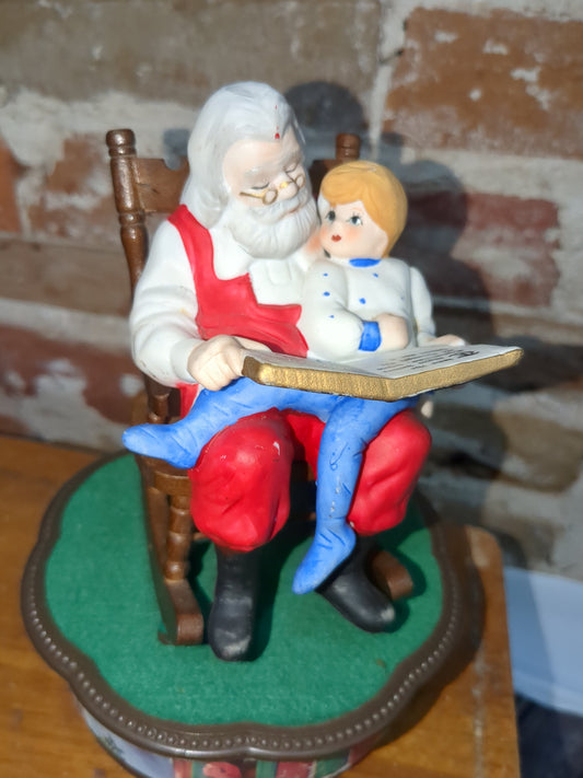 Vintage Jadco Santa and child rocking chair music box.