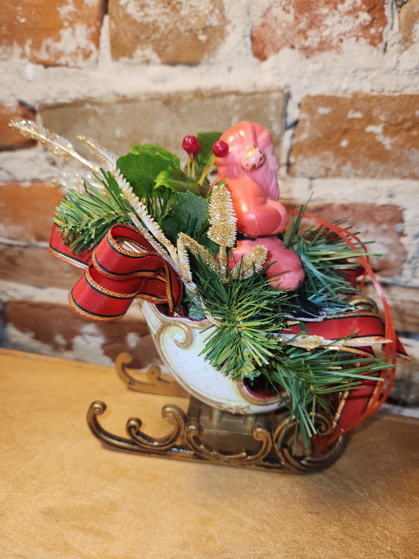 Vintage Plastic Santa and Sleigh Blow Mold vs9