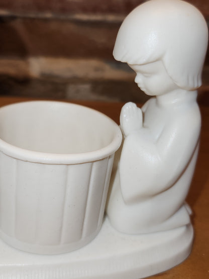 Vintage Colonial Candle Two Children Kneeling Porcelain Candle Holder Japan ch8