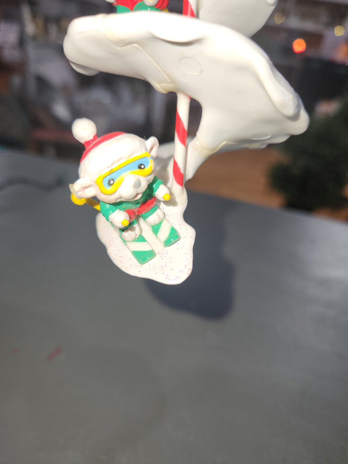 Vintage Noma OrnaMotion Rotating Christmas Ornament Ski Race 1989 With Motor