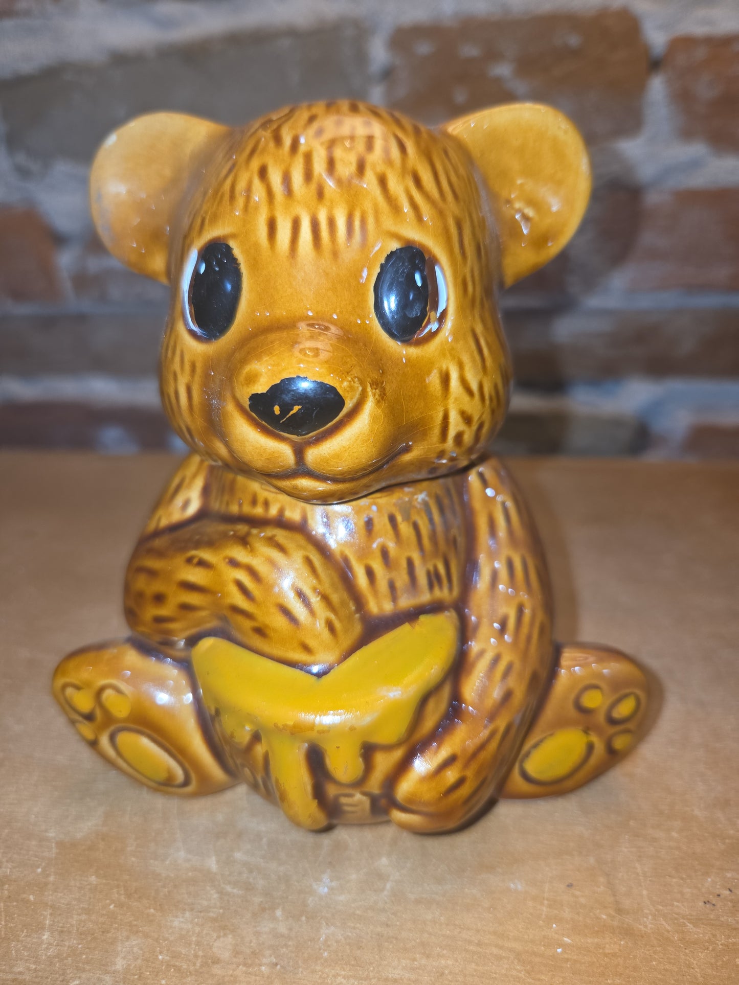 Vintage Ceramic Teddy Bear Honey Pot AS IS hp3