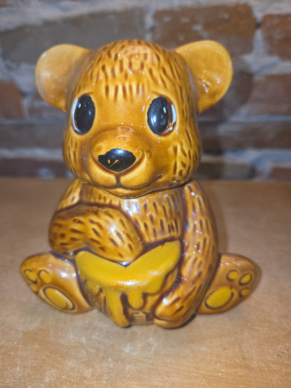 Vintage Ceramic Teddy Bear Honey Pot AS IS hp3