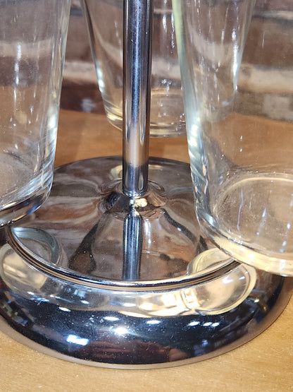 Kromex Three Cup Glass and Metal Condiments Lazy Susan kit21