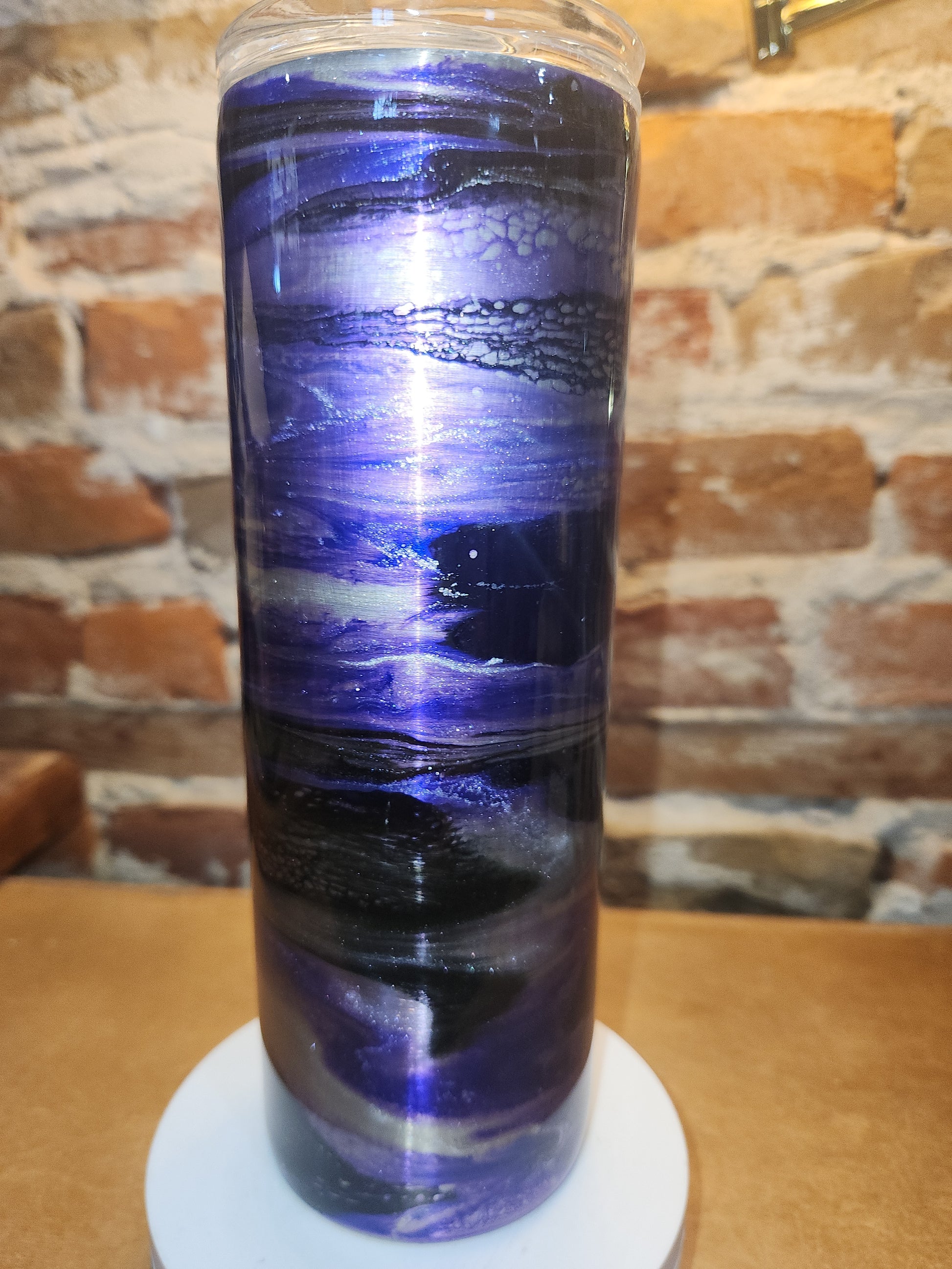 20 ounce stainless steel, Insulated, alcohol ink art Tumbler Black Purple Silver White AS IS CLEARANCE ai3