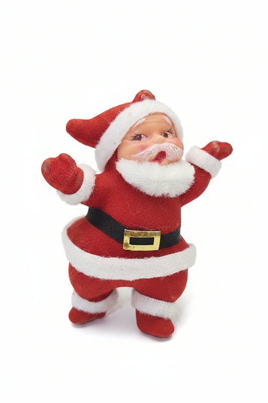 Vintage Flocked Santa Once on a Pick for Foral Arrangement sf25