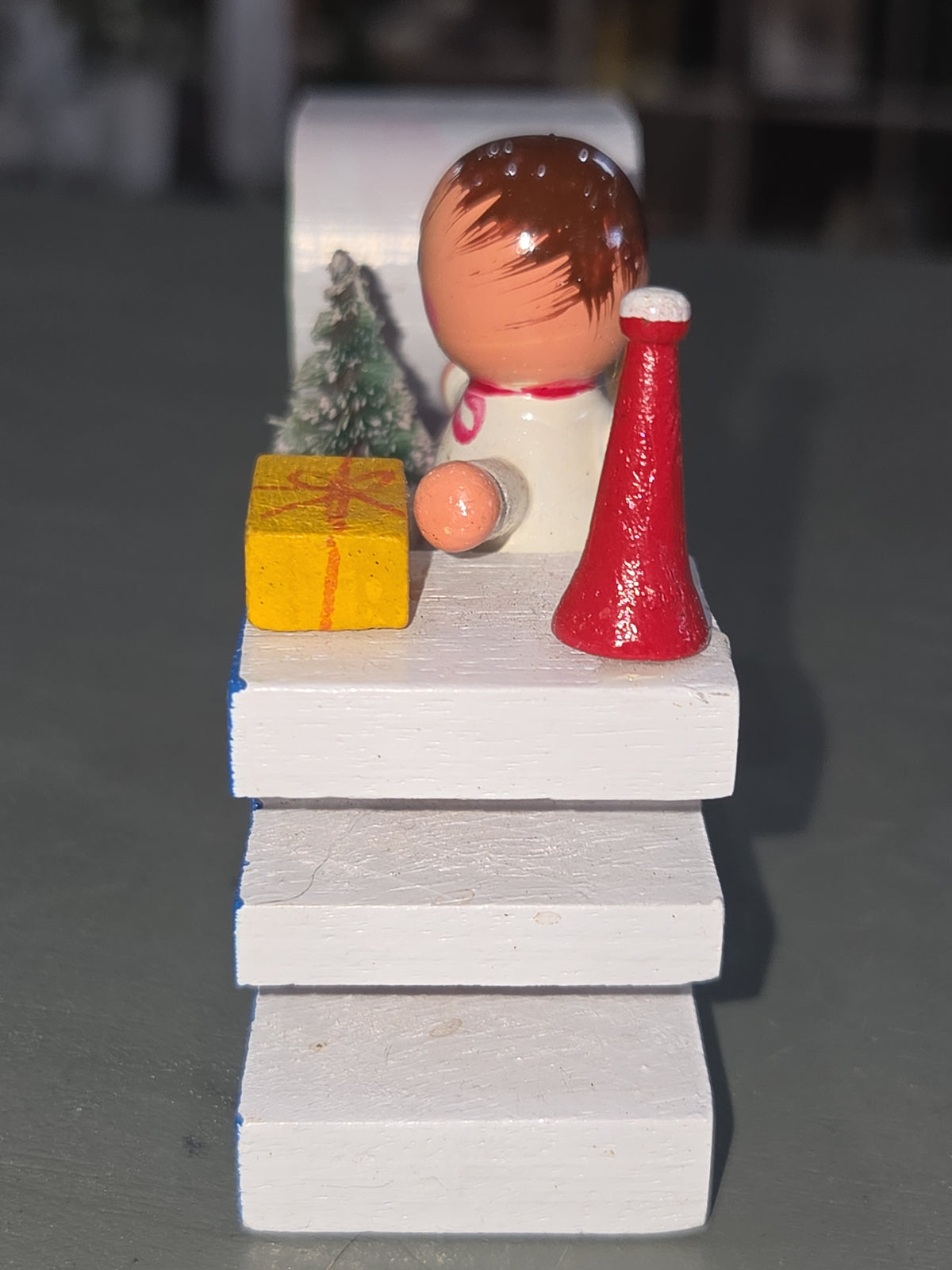 Vintage Words of Christmas Wooden Candle Holder Peace No Box No Candle