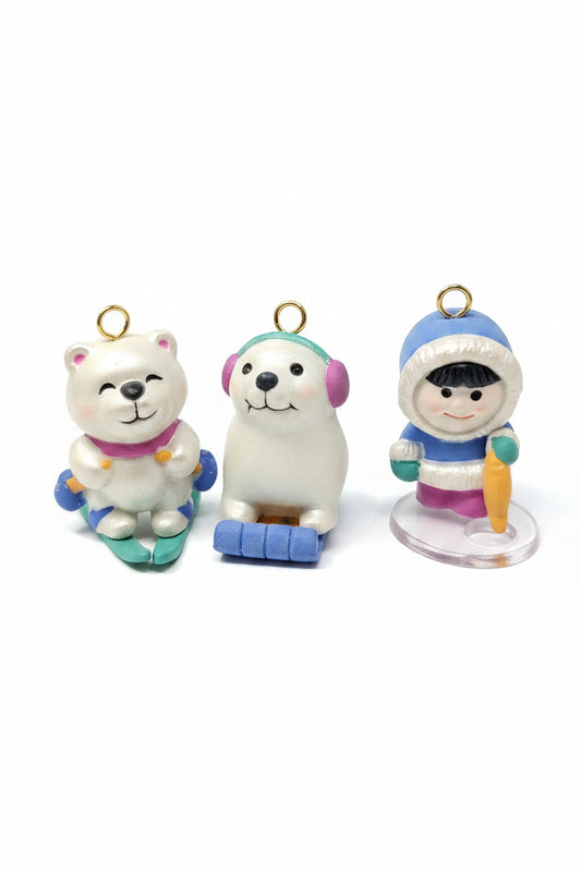 Vintage Avon Wee Winter Friends Ornaments Polar Bear, Seal, Eskimo Set of 3 Ornaments CLEARANCE